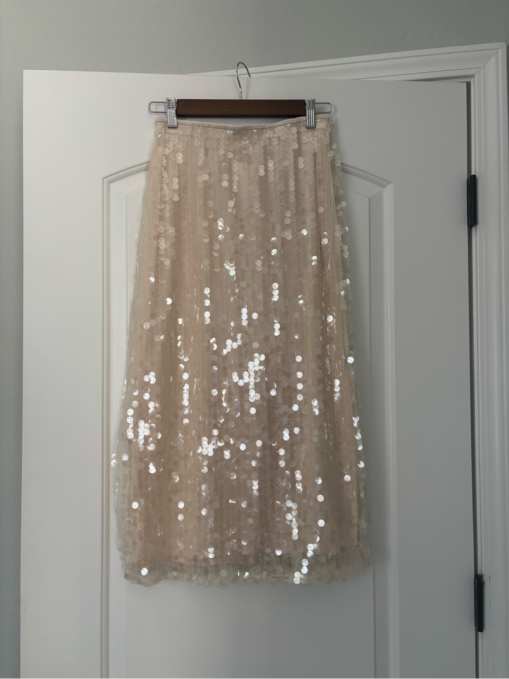 NWT Old Navy Sequin Midi Pencil Skirt - Cream